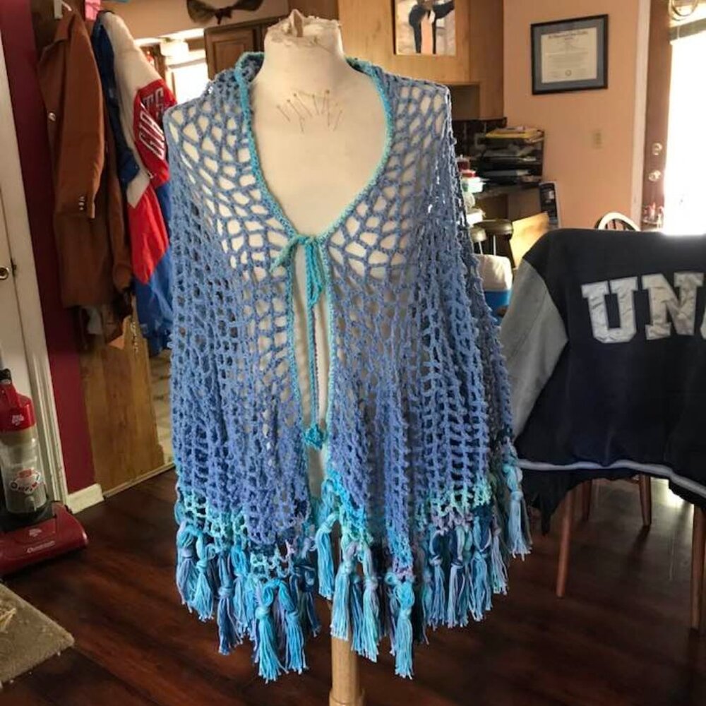 Hand Crocheted Cape -Cover up